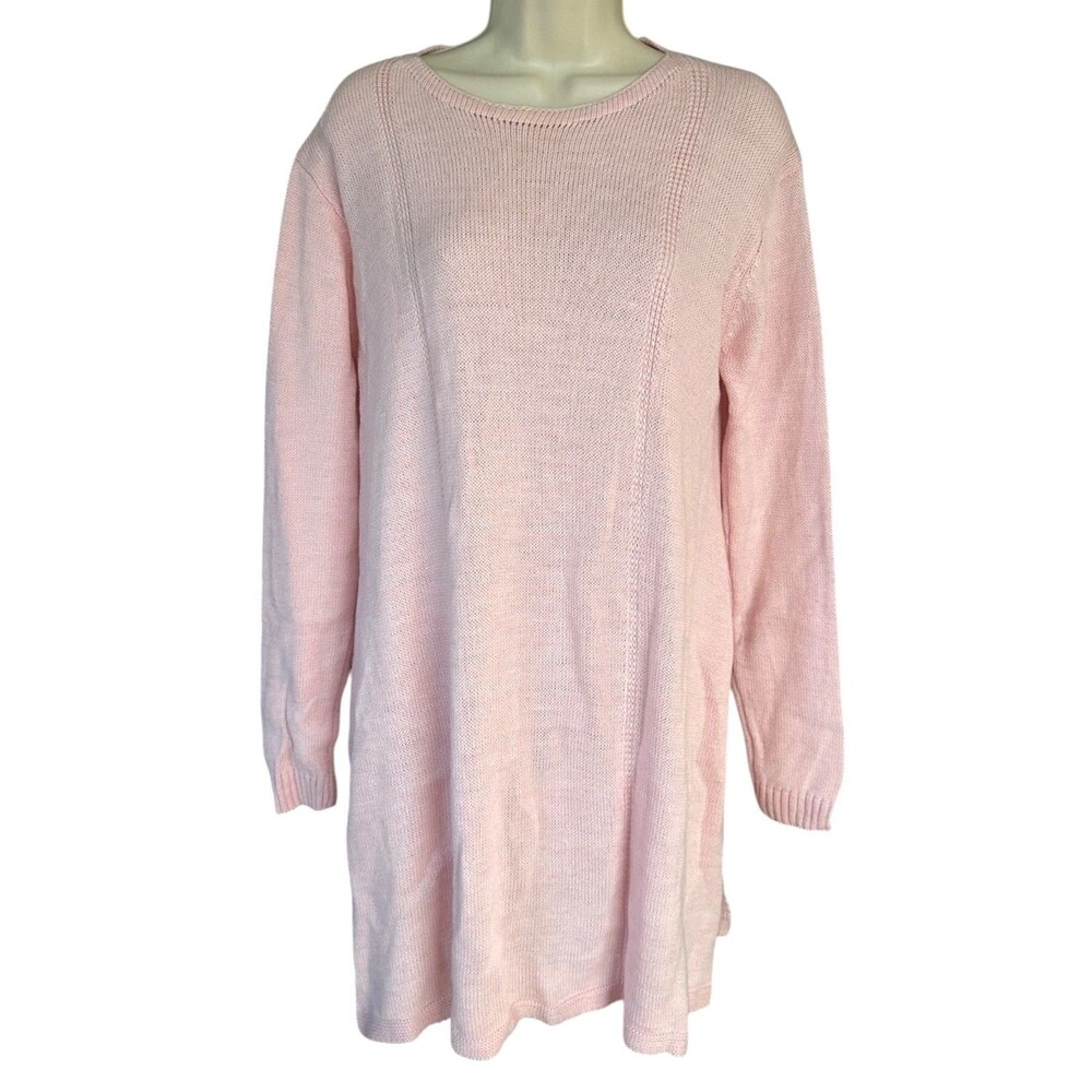 Women's Handmade Acrylic Sweater Dress w/Side Slits Lightweight Size S/M Pink